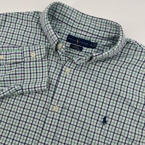 Ralph Lauren Performance Shirt Mens XL Slim Fit Green Navy Check Button Down